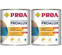 PROA PROALUX Esmalte al agua Multiadherente. Negro RAL 9005. 250 ML. Multisuperficie. mate (Paquete de 2)