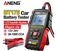 Probador de Baterías de Auto de 12V 24V, Probador de Carga Automotriz Digital, Analizador de Baterías de 50-1999 CCA, ANENG BT175 con Pinza de Cocodrilo Aislada BT175