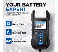 Probador de baterías: dispositivo para probar baterías de 12V y 24V en vehículos, con pruebas digitales de carga y arranque