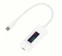 Probador USB-C 4-30V 6.5A Medidor de potencia para QC PD VOOC Análisis de carga rápida de teléfonos, bancos de energía portátiles (065C-blanco)
