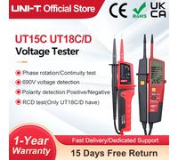 Probadores de voltaje UNI-T UT18C UT18D UT15C Detector de voltaje de continuidad de secuencia de fase pantalla LCD rango automático medidor impermeable IP65 UT18D