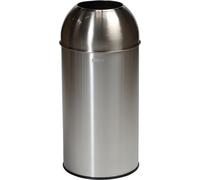 PROBBAX Papelera de cúpula abierta de acero inoxidable satinado 40 L