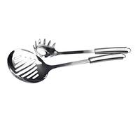 Probus 670229 - Juego para servir espaguetis: cuchara y cuchara colador de acero inoxidable con mango ergonómico aptas para lavavajillas (plateado)