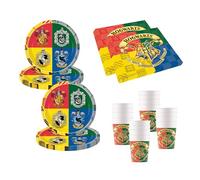 Procos 10137422 - Set de fiesta S Harry Potter Hogwarts, 52 piezas, 16 platos, 16 vasos, 20 servilletas, vajilla desechable, vajilla de fiesta, decoración de mesa
