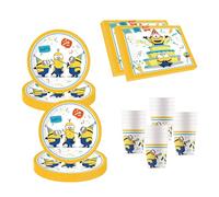 Procos 10137423 - Set de fiesta S Minions: Rise Of Gru, 52 piezas, 16 platos, 16 vasos, 20 servilletas, vajilla desechable, vajilla de fiesta, decoración de mesa