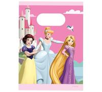 Procos 6 bolsas de fiesta de princesa Disney para fiestas de cumpleaños infantiles con asas de transporte, 17 x 25 cm, hechas de película de plástico, bolsas de regalo para decoración de cumpleaños