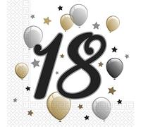 Procos 88864 - Servilletas Happy Birthday, Milestone 18, 33 x 33 cm, 20 Unidades, diseño de Globos, cumpleaños 18, servilletas de Papel con diseño, decoración de Mesa, pañuelo, cumpleaños, Globos