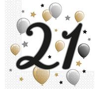 Procos 88865 Milestone 21 - Servilletas (33 x 33 cm, 20 unidades), diseño de globos