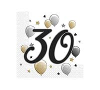 Procos 88866 - Servilletas Happy Birthday, Milestone 30, 33 x 33 cm, 20 Unidades, diseño de Globos, cumpleaños 30, servilletas de Papel con diseño, decoración de Mesa, pañuelo, cumpleaños, Globos,