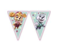 Procos 90279 - Banderines de la Patrulla Canina, Skye & Everest, longitud 230 cm, guirnalda de plástico, héroes en cuatro patas, perros, fiesta, decoración, multicolor (rosa/verde)