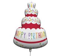 Procos 92446 Globo de papel de aluminio Happy Birthday Cake Tamaño 96 cm Pastel de Cumpleaños Helio Globo Decoración Cumpleaños Regalo