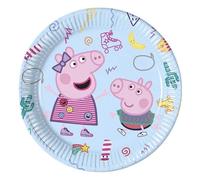 Procos 93436 - Platos de fiesta Peppa Pig, tamaño 23 cm, 8 unidades, platos desechables de papel, cumpleaños infantiles, vajilla de fiesta, FSC® Mix