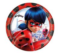 Procos 93444 Miraculous Ladybug - Platos de fiesta (23 cm, 8 unidades, papel desechable), diseño de Ladybug