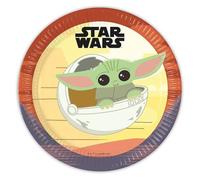 Procos 93446 - Platos de fiesta Star Wars Mandalorian, tamaño 23 cm, 8 unidades, platos desechables de papel, cumpleaños infantiles, vajilla para fiestas, FSC® Mix