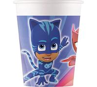 Procos 93476 - Vasos de fiesta de PJ Masks (capacidad máxima de 200 ml, 8 unidades, desechables, de papel, para cumpleaños infantiles, con certificado FSC
