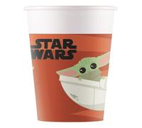 Procos 93481 - Vasos de fiesta Star Wars Mandalorian, capacidad máxima 200 ml, 8 unidades, vasos desechables de papel, cumpleaños infantiles, vajilla de fiesta, FSC® Mix