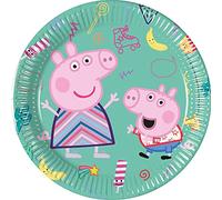 Procos Platos de fiesta Peppa Pig 93488, 20 cm, 8 unidades, papel desechable FSC Mix