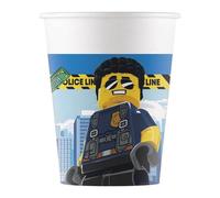 Procos 93511 - Tazas de fiesta Lego City, capacidad máxima de 200 ml, 8 unidades, vasos desechables de papel, cumpleaños infantiles, vajilla de fiesta, FSC® Mix
