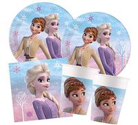 Procos- Anna, Elsa Set S Frozen 2 Wind Spirit, 52 Piezas, Platos, 16 Vasos, 20 servilletas, desechable, vajilla de Fiesta, decoración de Mesa, Multicolor, 33 x 33 cm (10209575)