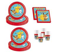 Procos – Decoración cumpleaños Pokémon, vajilla 52 piezas: platos, vasos y servilletas
