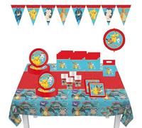 Procos - Decoración de cumpleaños Pokémon, 67 piezas, para cumpleaños infantiles con vajilla desechable y decoración para fiestas