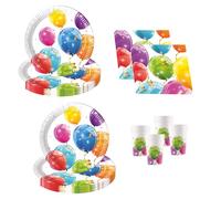 Procos DY10273859 - Juego de Mesa para Fiesta de Globos pequeños, Platos, servilletas y Vasos, decoración de Mesa, decoración de cumpleaños