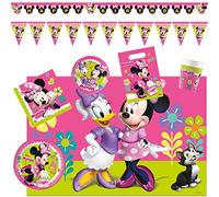 Procos - Juego de fiesta infantil Disney Minnie Mouse, Happy Helpers, platos, vasos, servilletas, mantel, bolsas de fiesta, pancartas de banderas, pancartas HB, decoración de mesa, cumpleaños