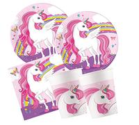 Procos Set S Unicorn Rainbow 52 Piezas, Platos, 16 Vasos, 20 servilletas, desechable, vajilla para Fiestas, decoración de Mesa, Multicolor (10209570)
