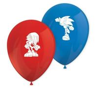Procos Globos látex Sonic The Hedgehog – 8 uds, 21 cm, impresos, rojo y azul, cumpleaños