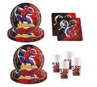 Procos - Spiderman World of Webs Decoración de cumpleaños, 52 piezas, platos de cartón, vasos y servilletas para fiestas infantiles, vajilla de fiesta