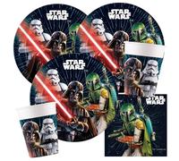 Procos Star Wars Galaxy - Juego de 36 platos de papel, vasos de papel, servilletas para cumpleaños infantiles