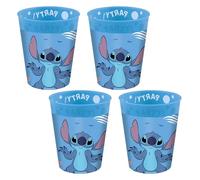 Procos Vaso de plástico Stitch y Angel – 4 piezas reutilizables para fiesta de cumpleaños