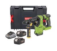 Procraft PHA30bb - Taladro percutor inalámbrico (20 V, 2,8 J | 2 baterías de 4,0 Ah, cargador, RHINO Toolcase