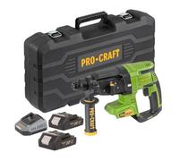 Procraft PHA40bb-c - Taladro percutor inalámbrico (20 V, 2,6 J | 2 baterías de 2,0 Ah, cargador, maletín