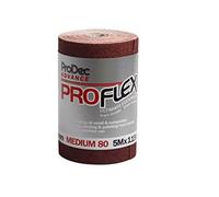 ProDec Advance Rollo de 5 m 80 grano medio ProFlex Papel de lija de óxido de aluminio ultra flexible y resistente a las grietas para lijar madera, pintura, yeso, masilla, metal y más, 115 mm de ancho