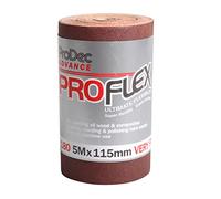 ProDec Advance Rollo de 5m 180 Grit Grado muy fino ProFlex Papel de lija de óxido de aluminio ultra flexible resistente a las grietas para lijar madera, pintura, yeso, masilla, metal y más