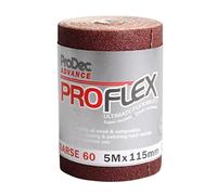 ProDec Advance Rollo de 5m de 60 Granos Gruesos ProFlex Papel de lija de óxido de aluminio ultra flexible resistente a las grietas para lijar madera, pintura, yeso, masilla, metal y más
