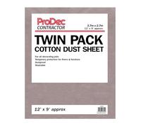 ProDec Contractor 2 pk 12ft x 9ft Sábana de Algodón para Decoración, Protector de Alfombras, Paño Lavable, Escudo de Pintura, Hojas de Pintura, Hojas de Polvo para Muebles, Paño de Pintura
