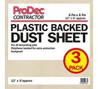 ProDec Contractor 3 pack 12ft x 9ft Contractor Poly Backed Dust Sheet Drop Cloth For Painting Decorating Covering Stairs, Hallways, Corridors and Floors, Absorbs Spills, No Soak Through, Reusable