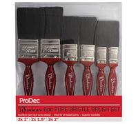 ProDec Juego de brochas de cerdas puras Profesionales Windsor Trade de 6 Piezas para Pintar con Pinturas de emulsión, Brillantes y satinadas en Paredes, techos, Madera y Metal