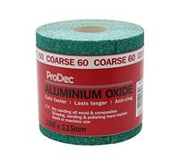 ProDec Rollo de 10 m de papel de lija abrasivo de óxido de aluminio verde de grano grueso de 60 G para lijar madera, pintura, masilla, metal y más, papel de lija de 115 mm