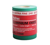ProDec Rollo de 10m Papel de lija abrasivo de óxido de aluminio verde de grano extrafino de 240 G para lijar madera, pintura, yeso, masilla, metal y más, 115mm de ancho