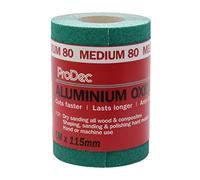 ProDec Rollo de 5 m de papel de lija abrasivo de óxido de aluminio verde de grano medio para lijar madera, pintura, yeso, masilla, metal y más, 115 mm de ancho, compatible con lijadoras a máquina