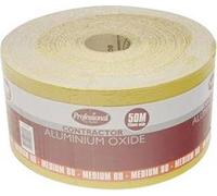 ProDec Rollo de 50 m de papel de lija abrasivo de óxido de aluminio amarillo de grano medio para lijar madera, pintura, yeso, masilla, metal y más, 115 mm de ancho, compatible con lijadoras a máquina