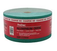 ProDec Rollo de 50 m de papel de lija abrasivo de óxido de aluminio verde de grano grueso de 60 G para lijar madera, pintura, yeso, masilla, metal y más, ancho de papel de lija de 115 mm