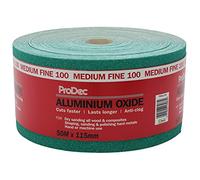 ProDec Rollo de 50 m de papel de lija abrasivo de óxido de aluminio verde de grano medio-fino para lijar madera, pintura, yeso, masilla, metal y más, 115 mm de ancho
