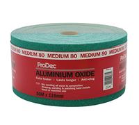 ProDec Rollo de 50 m de papel de lija abrasivo de óxido de aluminio verde de grano medio para lijar madera, pintura, yeso, masilla, metal y más, 115 mm de ancho, compatible con lijadoras a máquina