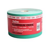 ProDec Rollo de 50 m de papel de lija abrasivo de óxido de aluminio verde de grano muy fino para lijar madera, pintura, yeso, masilla, metal y más, 115 mm de ancho, compatible con lijadoras a máquina
