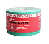 ProDec Rollo de 50m de papel de lija abrasivo de óxido de aluminio verde de grano extrafino para lijar madera, pintura, yeso, masilla, metal y más, 115mm de ancho Compatible con lijadoras a máquina