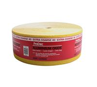 ProDec Rollo de 50m de papel de lija de óxido de aluminio amarillo de grano extra grueso para lijar madera, pintura, yeso, masilla, metal y más, 115mm de ancho compatible con lijadoras a máquina